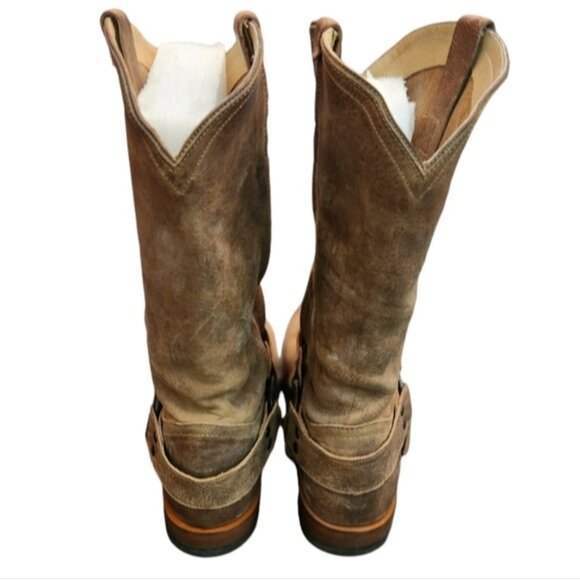 Frye Brown Leather Wyatt Harness Mid Calf boots size 9 B - Picture 3 of 11
